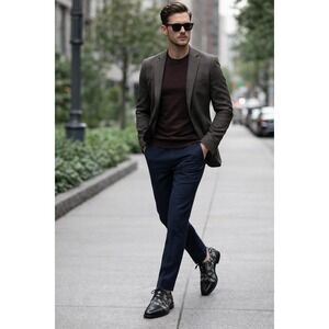 Ferro Aldo Mens 10.5 Black Floral Tapestry Cap Toe Oxford Dress Shoes Wedding